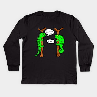 Funny Iguana and Chameleon Kids Long Sleeve T-Shirt